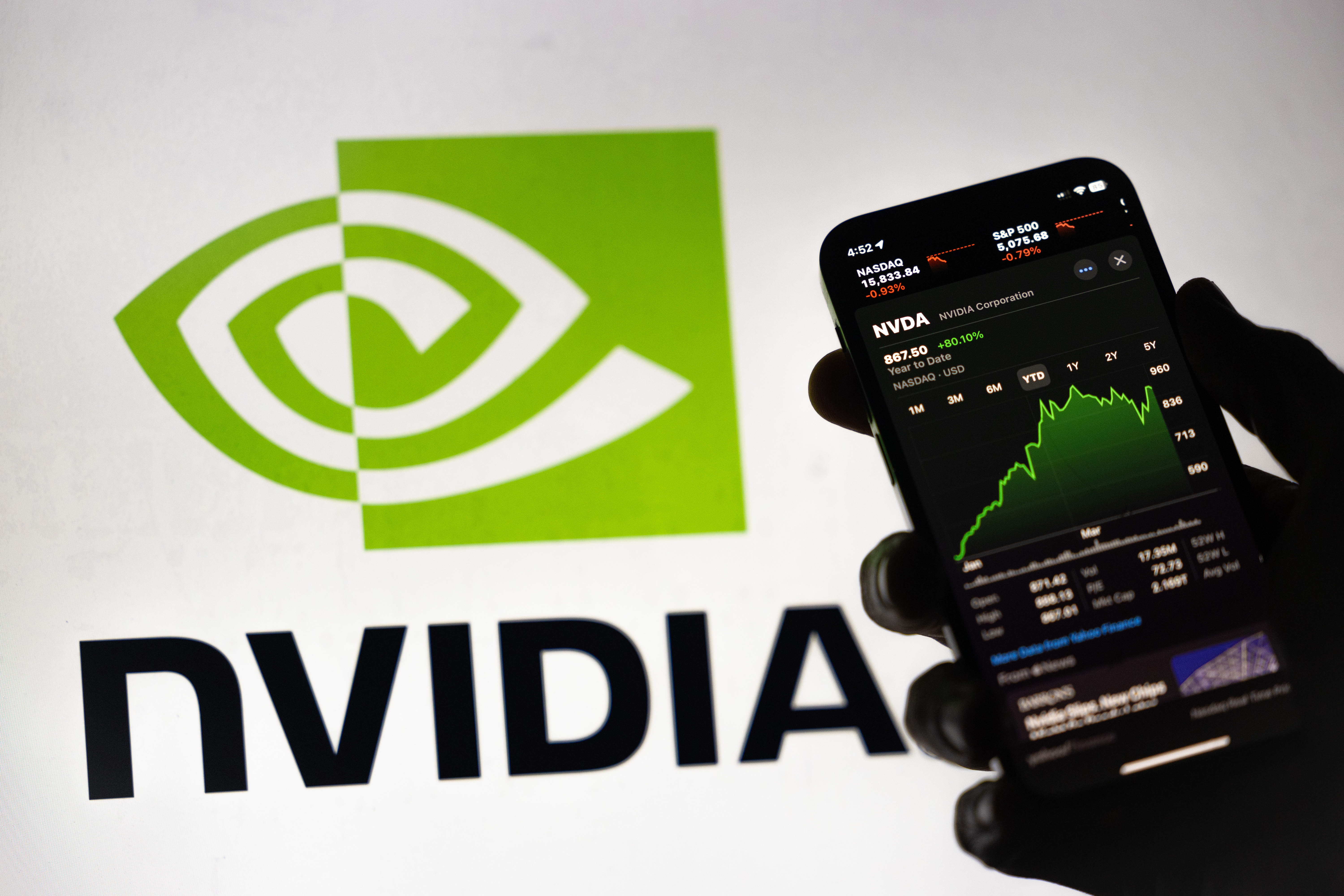 Nvidia’s waardering daalt terwijl de koers door het dak gaat